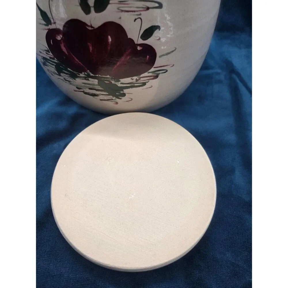 Casey Pottery Stoneware Spongeware and apple covered crock/canister